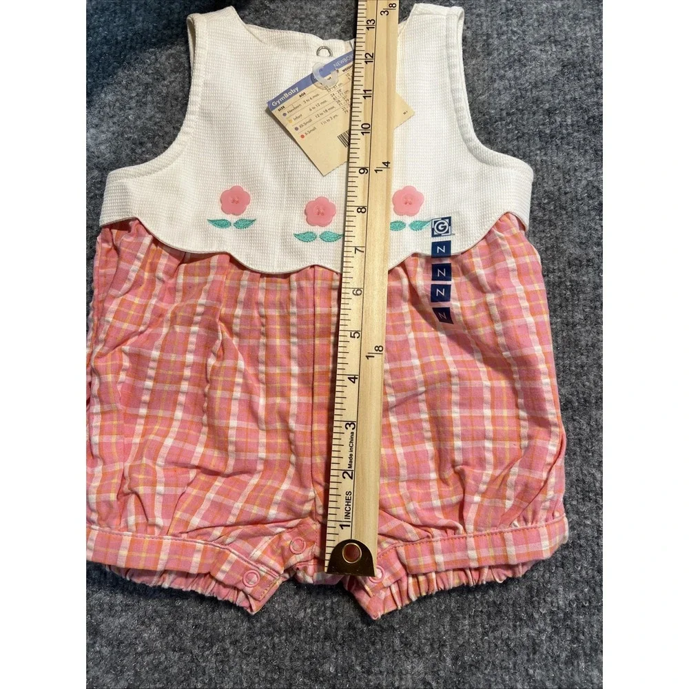 Vtg 90s Gymboree Countryside Bubble Romper NWT Sizing Tape Rainbow Tag Newborn